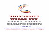UNIVERSITY WORLD CUP · UNIVERSITY WORLD CUP CHEERLEADING CHAMPIONSHIPS 15-17 January 2021 DIVISIONS, RULES & REGULATIONS INFORMATION (2021 Info. Enclosed. Tentative – Subject to