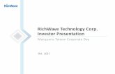 RichWave Technology Corp. Investor Presentation · 400 800 1200 . 1600 . 2000 . 2400 . 2012 2013 2014 . 2015 . 2016 2017Q1-Q3 . 860 . 1,113 . 1,382 . 1,716 . 2,161 1,951 . 302 . 420