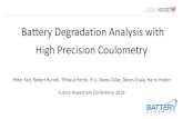 Battery Degradation Analysis with High Precision Coulometry...Cycling of high-energy 18650 cells Observations • CE values are approaching a stable value of about 99.92 % for cycling