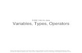 6.092: Intro to Java Variables, Types, Operators · Variables, Types, Operators Cite as: Evan Jones, Olivier Koch, and Usman Akeju, course materials for 6.092 Introduction to Software