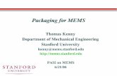 Packaging for MEMS - IBERSENSOR · MEMS Packaging Example. In most MEMS processes: Design and Process are optimized to improve device performance. Die Separation is a traumatic event.