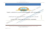 THE COUNTY GOVERNMENT OF KISUMU - Kisumu County – Kisumu · tender number: cgk/pq/01/2018-2020 no firm name and address 1. doca investment p.o.box 262 kisumu 2. ocecy enterprises