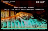 RBI MAINTAINS STATUS QUO ON POLICY RATES · 2017-12-12 · RBI MAINTAINS STATUS QUO ON RATES In its Fifth Bi-monthly Monetary Policy Statement, 2017–18, the Reserve Bank of India