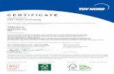 CERTIFICATE - TabuFSC® Chain-of-Custody TÜV NORD CERT GmbH hereby certifies that an independent evaluation in accordance with FSC®-STD-40-004, V3-0; FSC®-STD-50-001, V2-0 was conducted