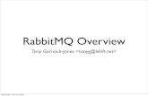 RabbitMQ Overviewtech.labs.oliverwyman.com/downloads/dev.lshift.net/... · AMQP Basics • Exchanges perform relaying, copying, and ﬁltering • Queues perform buffering and round-robin