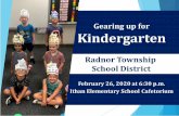 Gearing up for Kindergarten - Radnor Township School District · 2020-03-03 · Gearing up for Kindergarten February 26, 2020 at 6:30 p.m. Ithan Elementary School Cafetorium Radnor