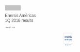 Enersis Américas 1Q 2016 results - enelamericas.com · 2018-11-20 · Net Debt2 (FY 2015 VS 1Q 2016) 1,795 1,816 1.2% Attributable to Shareholders Attributable to Shareholders 178