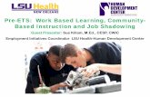 Pre-ETS: Work Based Learning, Community ... - New Orleans LA · New LRS/LWC Work-Based Learning Experience guidance 11/2016 A transition student is an individual, who at the time