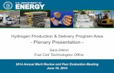 Hydrogen Production & Delivery Program Area Plenary ... · Hydrogen Production & Delivery Program Area - Plenary Presentation - Sara Dillich . Fuel Cell Technologies Office . 2014