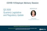 Q2 2020 PRESENTED BY: Quarterly Legislative and Regulatory ... · Q2 2020 Quarterly Legislative and Regulatory Update PRESENTED BY: Annette Bechtold SVP, Regulatory Affairs and Compliance.