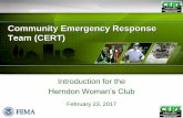 Community Emergency Response Team (CERT) · 2020-01-23 · A FEMA Citizen Corps program, administered in Fairfax County by the Fire & Rescue Department Focuses on community-based,