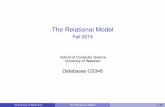 The Relational Model - University of Waterloodavid/cs348/lect-RELATIONAL... · 2019-11-23 · The Relational Model Idea All information is organized in (a ﬁnite number of) relations.