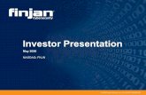 Investor Presentation... · – Bolsters growth and fits within our strategic objectives • Finjan Blue program launched in August, 2017; engaged in licensing discussions ... •