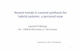 Recent!trends!in!control!synthesisfor! …...Recent!trends!in!control!synthesisfor! hybrid!systems:!a personal!view! LaurentFribourg! LSV!–CNRS!&!ENS!Cachan,!U.!ParisFSaclay!!!!!November!4,!2016!F!IRT!SystemX