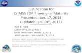 Justification for CrIMSS EDR Provisional Maturity ... · CrIMSS EDR Provisional Maturity Presented: Jan. 17, 2013 (updated Jan. 18 th, 2013) (cover page only updated March 21, 2013)