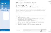Ma KEY STAGE Paper 2 Calculator allowed - satspapers.orgsatspapers.org/KS3 Tests/Key Stage 3 SATs - Y7 8 9... · KS3/05/Ma/Tier 3–5/P2 20 Algebra grids 17. Look at this algebra