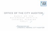PowerPoint Presentation · OFFICE OF THE CITY AUDITOR Audit the Automated Vehi Locator Progr (AVC) PRESENTED BY LYNDON S. RE-MIAS, cle CITY AUDITOR . PURPOSE This audit addresses