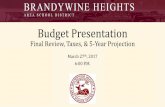 Final Review, Taxes, & 5-Year Projection · 3/3/2017  · Budget Presentation Final Review, Taxes, & 5-Year Projection. March 27. th, 2017. 6:00 P.M. Meeting Agenda •2017-18 Budget