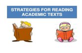 Strategies for reading academic texts FOR ACADEMIC REA… · STRATEGIES FOR READING ACADEMIC TEXTS. Try this with any text you need to read: Before reading. 1. Think about your reasons