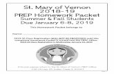 St. Mary of Vernon 2018-19 PREP Homework Packet Summer ... · Grades Kindergarten, 1st, 3rd, 4th, 5th, 6th, NB1, & NB2 are required to complete THREE service hours. Grades 2nd, 7th