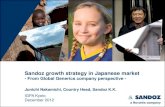 Sandoz growth strategy in Japanese market · 2013-03-15 · 10 | Sandoz Growth Strategy in Japanese Market | J. Nakamichi | IGPA Kyoto 2012 Sandoz is the global pioneer in safe, effective
