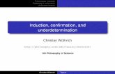 Induction, confirmation, and underdetermination · A brief introduction to conﬁrmation theory David Hume’s problem of induction Hume, Enquiry, Section V relations of ideas vs.