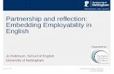 Partnership and reflection: Embedding Employability …...„Beginning my career journey‟ activity day in Freshers‟ Week – 600 students across Arts Faculty Sessions on core English