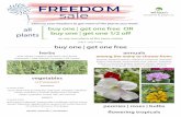 FREEDOM sale · 2020-07-03 · FREEDOM sale herbs basil | thyme | oregano | bay leaf | mint | fennel chamomile | sage | parsley | rosemary | dill | savory vegetables [ 3.5” peat