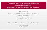 Centrality and Communicability Measures in Complex ... · statistical mechanics and multilinear algebra. The study of dynamical processes often leads to diﬀerential equations posed