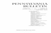 PENNSYLVANIA BULLETIN · PENNSYLVANIA BULLETIN Volume 27 Number 20 Saturday, May 17, 1997 • Harrisburg, Pa. Pages 2403—2518 Agencies in this issue: The General Assembly