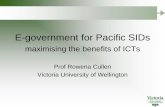 E-government for Pacific SIDs€¦ · –Online presence, catalogue, govt information online, downloadable printable forms • Transaction –Services and forms completed online –Working
