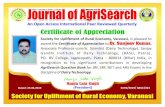 Certificate of Appreciation - Journal of AgriSearch · Certificate of Appreciation 1. Dr. Sanjeev Kumar, Associate Professor-cum-Sr. Scientist (Dairy Technology) 2. Mr. Suryamani