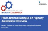 FHWA National Dialogue on Highway Automation: Overview · 2018-11-06 · FHWA National Dialogue on Highway Automation: Overview AASHTO Committee on Transportation System Operations