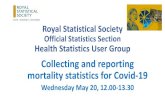Official Statistics Section Health Statistics User Group · Wednesday May 20, 12.00-13.30) Collecting and reporting mortality Statistics Head of Quality, Methods and International