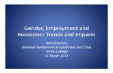 Gender, Employment and Recession: Trends and Impacts · •In the literature on gender impacts of economic or financial crisis two possible effects for women’s employment are noted