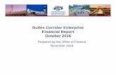 Dulles Corridor Enterprise Financial Report October 2016 · The DCE CIP program had $1.3 million in operating expenses for October 2016. Operating expenses for the DCE CIP program
