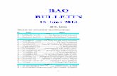 RAO BULLETIN€¦ · RAO BULLETIN 15 June 2014 HTML Edition THIS BULLETIN CONTAINS THE FOLLOWING ARTICLES Pg Article Subject