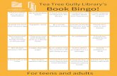 How does Book Bingo work? - City of Tea Tree GullyHow does Book Bingo work? Follow the Bingo grid prompts to complete a line either horizontally, vertically or diagonally (totalling