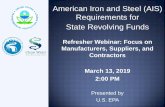 American Iron and Steel (AIS) Requirements for State ... · 3/13/2019  · Manufacturers or suppliers not referencing specific project and product information Suppliers or contractors