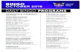 DAILY BINGO PROGRAMS · Must be 21 years old to play slots and table games. Must be 18 years old to play Bingo. Must be a Seminole Wild Card Member to participate in casino promotions.