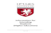 Information for Intending Students (Higher Education) · Students graduating from diploma level studies at Holmes Institute (Diploma of Accounting, Business Management, Marketing