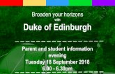 with Duke of Edinburgh - Amazon Web Services · Broaden your horizons with Duke of Edinburgh Parent and student information evening Tuesday 18 September 2018 6.00 - 6.30pm. Duke of