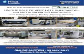 UNIQUE SALE OF VERY LATE SHEETMETAL- and … · Late Model Sheetmetal- and Metalworking Machines, used for the manufacturing of innovative light metal products in Solar Mounting systems