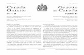 o Canada Gazette du Canada2015/06/17  · 2015-06-17 Canada Gazette Part II, Vol. 149, No. 12 Gazette du Canada Partie II, Vol. 149, no 12 sOr/dOrs/2015-116 Enregistrement DORS/2015-116