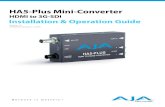 AJA HA5-Plus manual v1.62016/01/11  · HA5-Plus Mini-Converter v1.6 6 Block Diagram Figure 1. HA5-Plus Converter, Simplified Block Diagram Audio The HA5-Plus converter supports 8