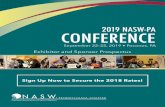 2019 NASW-PA CONFERENCE · 2018-11-14 · Bag Stuffer Logo on Signage 10 Minutes at Lunch 5 Minutes at Lunch Speaking _ _ _ Opportunity Logo on Promo Item (Choose One) Advertising