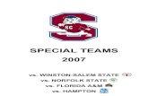 SPECIAL TEAMS 2007. jalkapallo_752... · SHIFTS/MOTION Directional = Slide > Fan Coverage 0,81 – 0,92 sec. ... Approach: Straigt & Directional LT/RT Footed: Right Alignment: 15Y