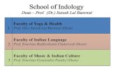 School of Indology · Faculty of Yoga & Health Prof. (Dr.) Suresh Lal Barnwal (Dean) 2 Faculty of Indian Language Prof. Emeritus Radheshyam Chaturvedi (Dean) 3 Faculty of Music &
