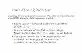 The Learning Problem - CS114 · 2017-03-14 · The Learning Problem Baum-Welch = Forward-Backward Algorithm (Baum 1972) Is a special case of the EM or Expectaon- Maximizaon algorithm