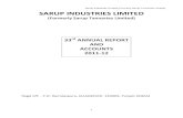 Sarup Industries Limited (Formerly Sarup Tanneries Limited ... · Your Company has registered a profit before tax of Rs. 215.81 lacs. There was a drop in profit mainly due to the